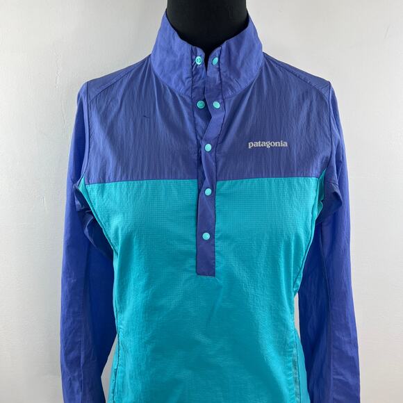 Patagonia Houdini Aqua Blue Windbreaker Jacket Snap-T Pullover Size X-Small XS - Picture 2 of 11